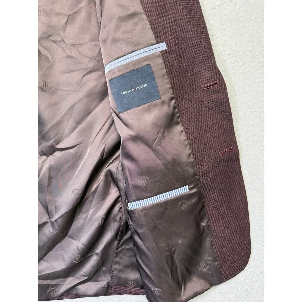 Tommy Hilfiger Men's Modern-Fit plaid Sport Coat - bordeaux 42S $295
